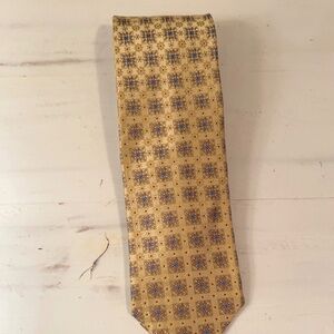 Ermenegildo Zegna Neck Tie Gold Square Design | Italy 100% Woven Silk 60X3.5